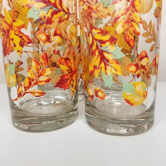 Set of 4 Autumn Fall Leaves Drinking Glasses Tumblers Coolers 16oz - Picture 4 of 6